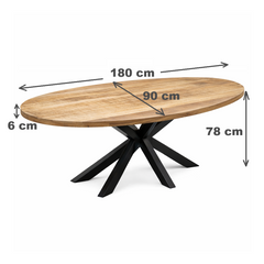 Masa de dining ovala din lemn de mango 180x90 cm Marine Star Haro