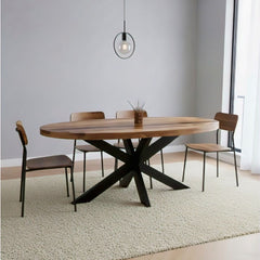 Masa de dining ovala din lemn de mango 180x90 cm Marine Star Haro
