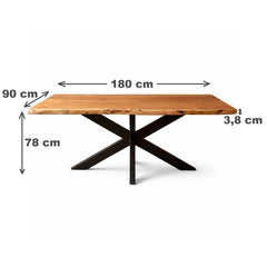 Masa de dining din lemn de acacia 180x90 cm Bandra Star Live Edge Haro