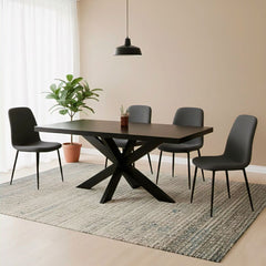 Masa de dining neagra 180x90 cm din lemn de mango Chakra Star Haro