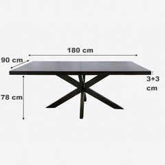 Masa de dining neagra 180x90 cm din lemn de mango Chakra Star Haro