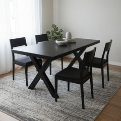 Masa de dining neagra 140x90 cm din lemn de mango Chakra X Haro