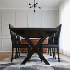 Masa de dining neagra 140x90 cm din lemn de mango Chakra X Haro