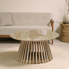 Masuta de cafea rotunda Ø80 cm maro natur din lemn de mango Altamira Haro