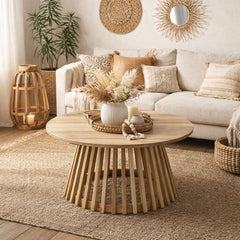 Masuta de cafea rotunda Ø80 cm maro natur din lemn de mango Altamira Haro