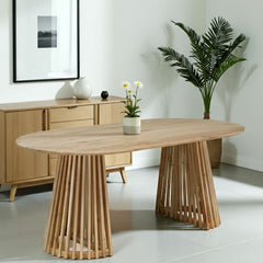 Masa de dining ovala 180x95 cm maro natur din lemn de mango Altamira Haro