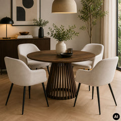 Masa de dining rotunda Ø120 cm maro inchis din lemn de mango Altamira Haro