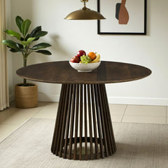 Masa de dining rotunda Ø120 cm maro inchis din lemn de mango Altamira Haro