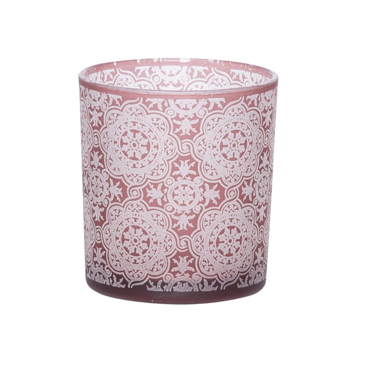 Suport de lumanare rosu burgundy din sticla Ø7x8 cm Mandala Cosy&Trendy