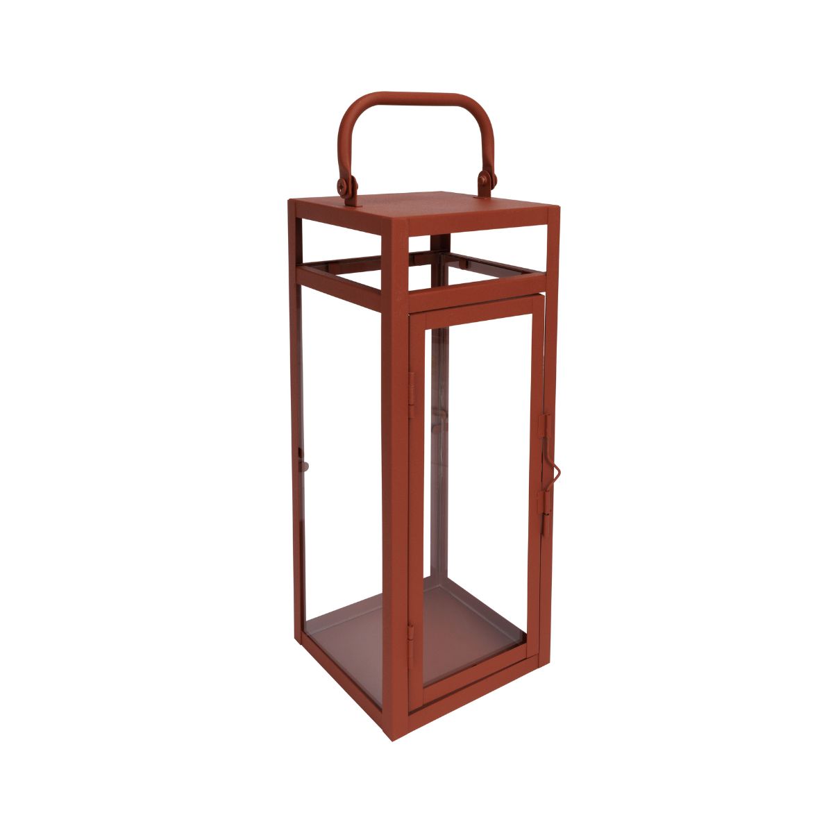 Felinar rosu din metal si sticla 12,5x12x31,5 cm Terracotta Cosy&Trendy