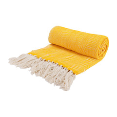 Pled/cuvertura indiana galbena din bumbac 140x180 cm Tebas Cosy&Trendy