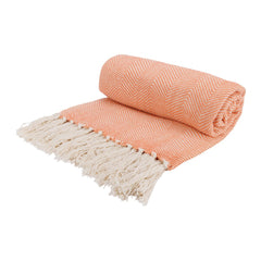 Pled/cuvertura indiana portocaliu-piersica din bumbac 140x180 cm Tebas Cosy&Trendy