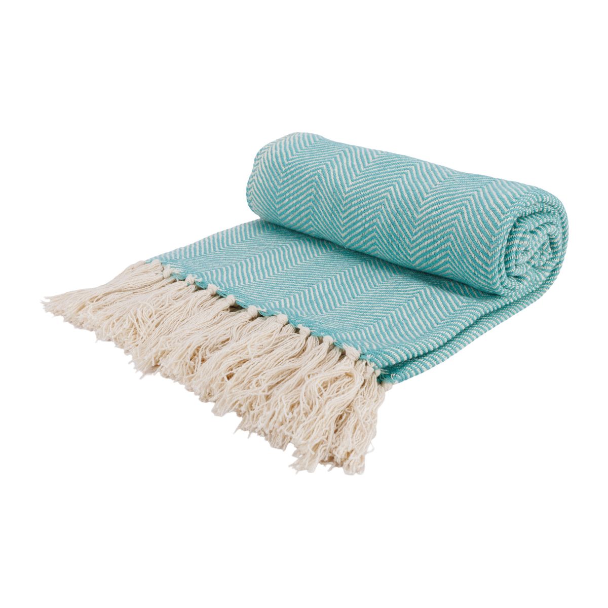 Pled/cuvertura indiana albastru-turcoaz din bumbac 140x180 cm Tebas Cosy&Trendy