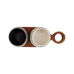 Set 2 boluri pentru aperitive Ø7,5x5,2 cm, cu suport din lemn, Etosha Cosy&Trendy