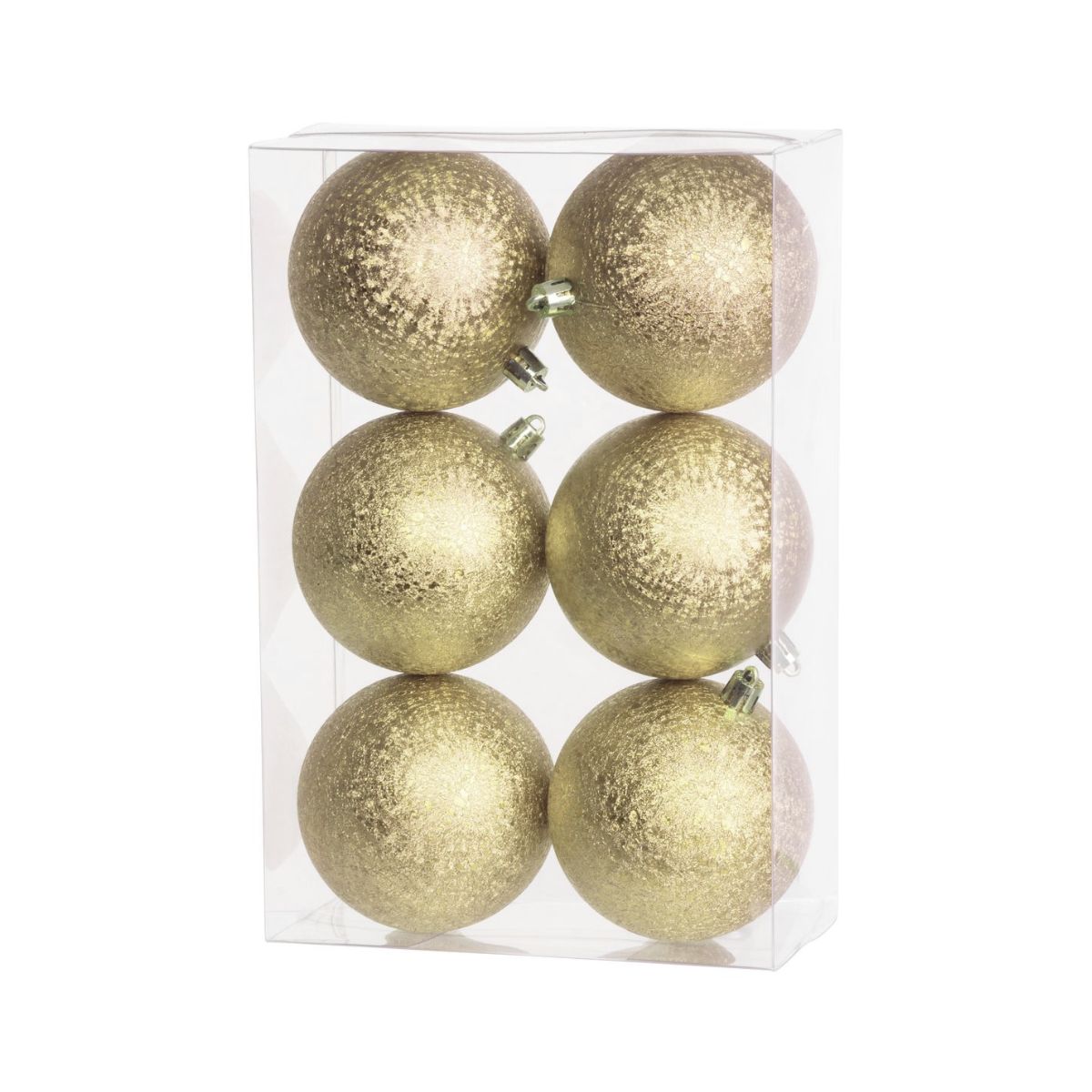 Set 6 globuri de Craciun Ø8 cm aurii, plastic - Uni MagicHome
