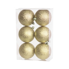Set 6 globuri de Craciun Ø8 cm aurii, plastic - Uni MagicHome