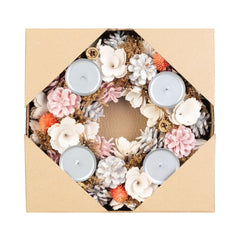 Coronita de Craciun Ø30 cm roz/portocaliu cu suporturi de lumanari MagicHome