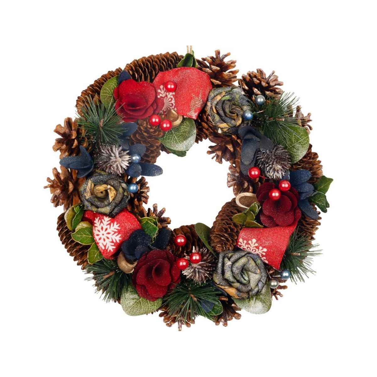 Coronita de Craciun Ø30 cm rosu/albastru cu frunze MagicHome