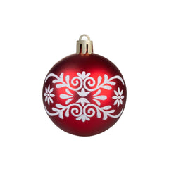 Set 12 globuri de Craciun Ø6 cm rosii cu detalii albe, plastic - MagicHome