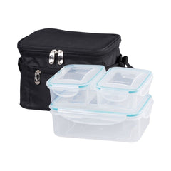 Set 3 caserole alimentare MagicHome cu geanta termica, 1,5L + 2x0,5L, dreptunghiulare