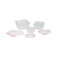 Set 3 caserole patrate din sticla MagicHome, 450/1000/1900 ml, roz