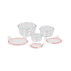Set 3 caserole rotunde din sticla MagicHome, 370/800/1500 ml, roz
