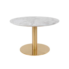 Masuta de cafea alb/auriu cu aspect de marmura din otel si MDF Ø70 cm Bolzano House Nordic