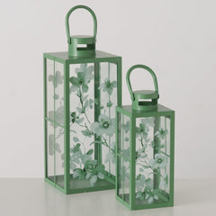 Set 2 felinare verzi din metal si sticla 36,2 / 25,5 cm Kate Boltze