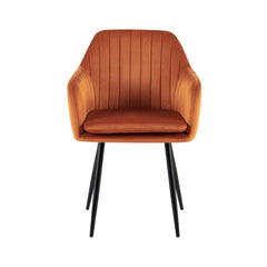Scaun living/dining portocaliu, tapiserie catifea, cadru metalic, Linea HARO