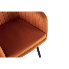 Scaun living/dining portocaliu, tapiserie catifea, cadru metalic, Linea HARO