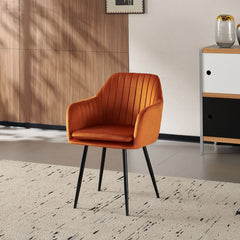 Scaun living/dining portocaliu, tapiserie catifea, cadru metalic, Linea HARO