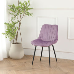 Pachet 3+1 Scaun dining lila cu cadru metalic fix si sezut textil Lisse A866 HARO