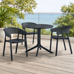 Masa terasa/gradina rotunda neagra din polipropilena, Ø80x74 cm, Toledo Bistro