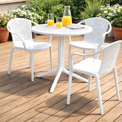 Masa terasa/gradina rotunda alba din polipropilena, Ø80x74 cm, Toledo Bistro