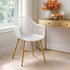 Scaun dining alb din polipropilena si metal Diamond Haro