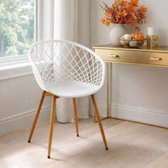 Scaun de living alb din polipropilena si metal Optimus Grand Haro