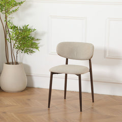 Scaun dining Classic Ote bej, textil, cu picioare metalice cu aspect lemn