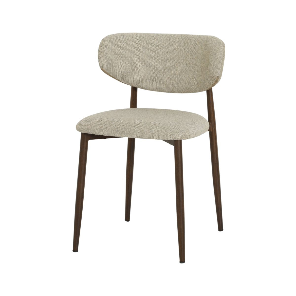 Scaun dining Classic Ote bej, textil, cu picioare metalice cu aspect lemn