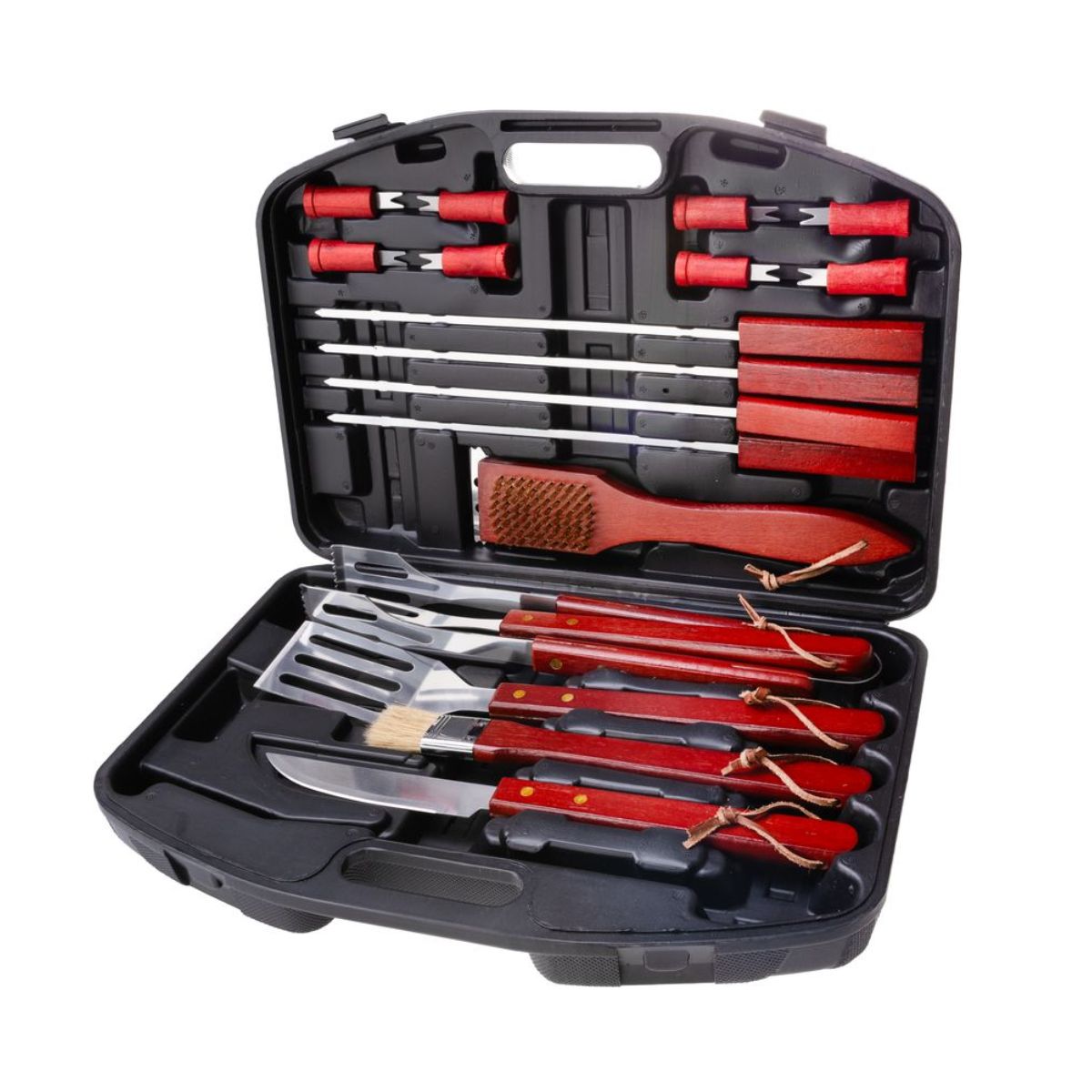 Set ustensile gratar 19 piese Strend Pro Grill, inox si lemn + geanta rigida