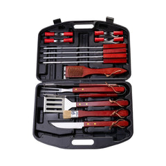 Set ustensile gratar 19 piese Strend Pro Grill, inox si lemn + geanta rigida