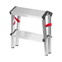 Scara dubla din aluminiu 40 cm, 2x2 trepte, cu platforma, max 125 kg, argintiu, DD Strend Pro