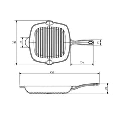 Tigaie-grill patrata 27x27 cm din fonta Black Collection Tramontina
