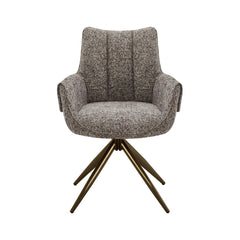 Scaun living/dining rotativ Nuria, bej-heather, material textil si cadru metalic