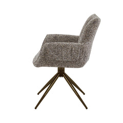 Scaun living/dining rotativ Nuria, bej-heather, material textil si cadru metalic