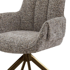 Scaun living/dining rotativ Nuria, bej-heather, material textil si cadru metalic