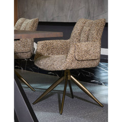 Scaun living/dining rotativ Nuria, bej-heather, material textil si cadru metalic