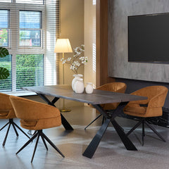 Scaun living/dining rotativ Montana, maro, material textil si cadru metalic