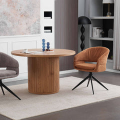 Scaun living/dining rotativ Montana, maro, material textil si cadru metalic
