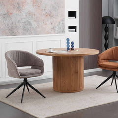 Scaun living/dining rotativ Montana, gri, material textil si cadru metalic