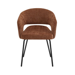 Scaun living/dining Myrene, caramiziu, material textil si cadru metalic